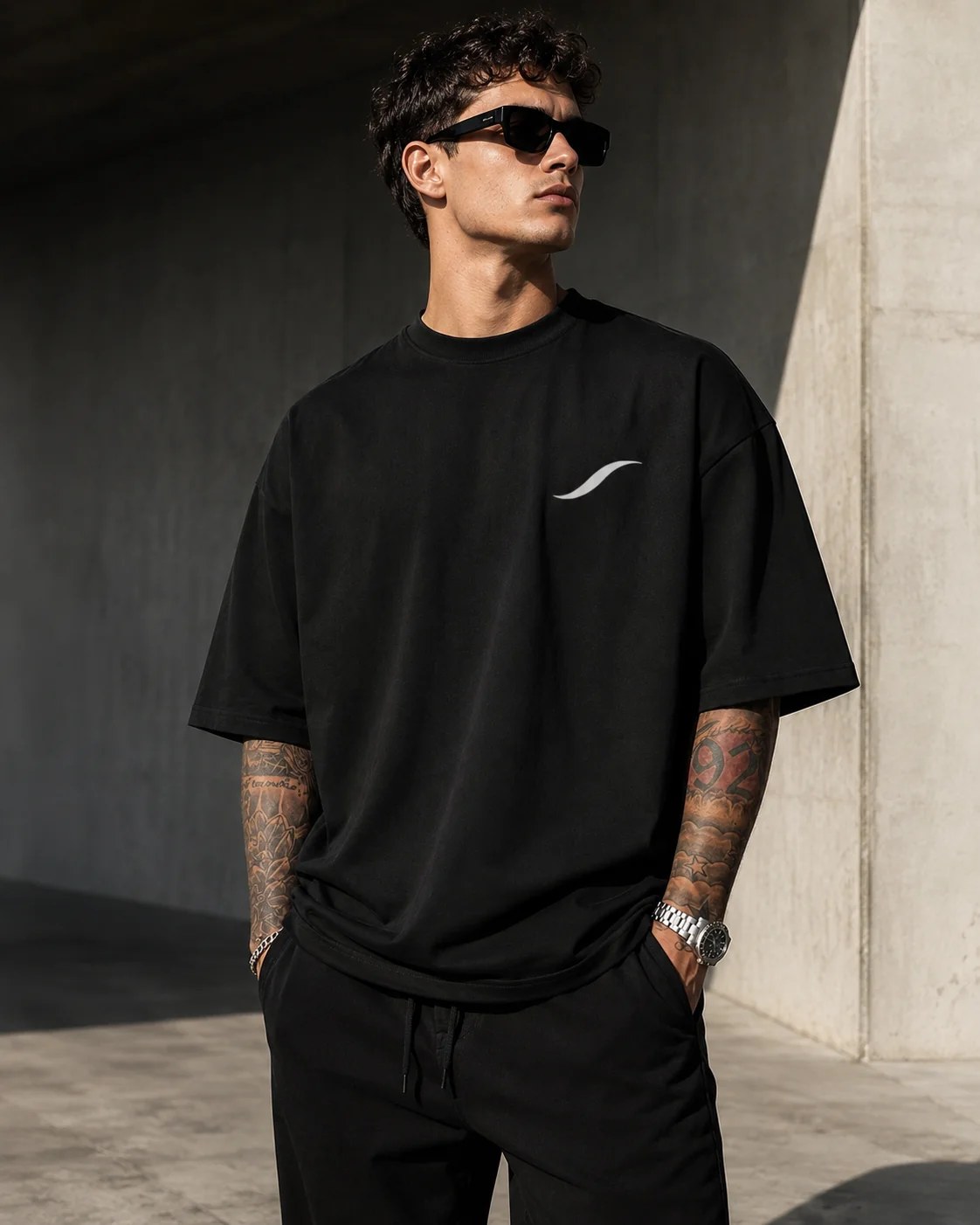 ILEERA® Premium Cotton Oversized Signature Print T-Shirt