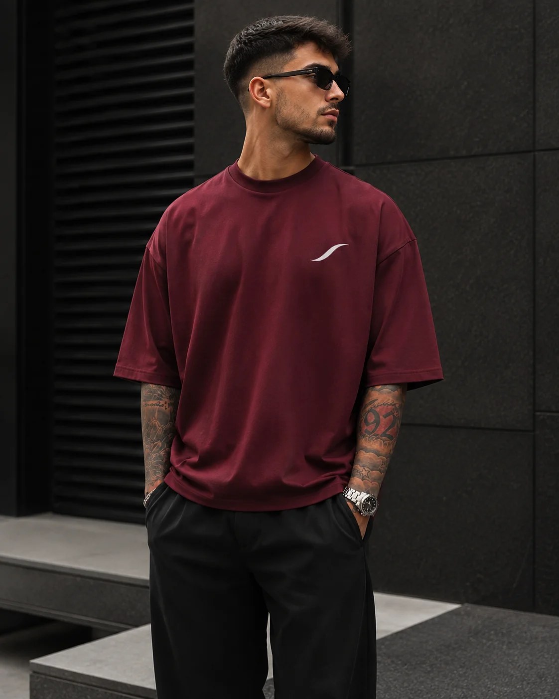 ILEERA® Premium Cotton Oversized Signature Print T-Shirt