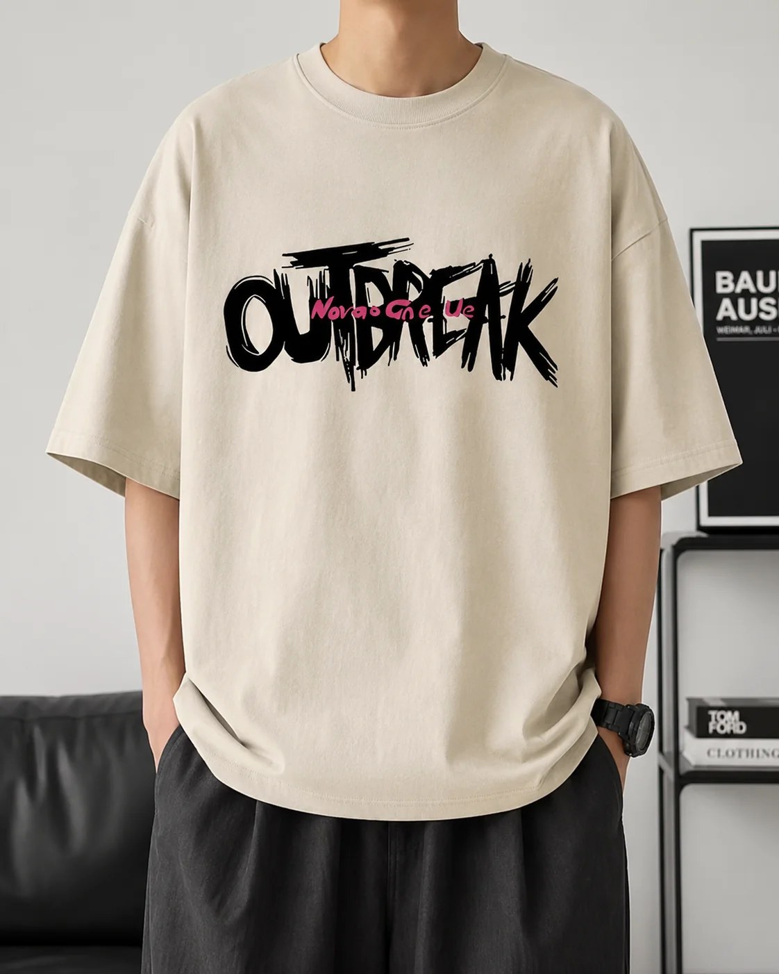 ILEERA® Oversized Outbreak Front Print T-Shirt