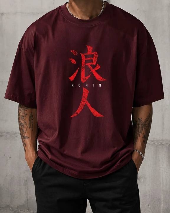 ILEERA® Oversized Ronin Kanji Front Print T-Shirt