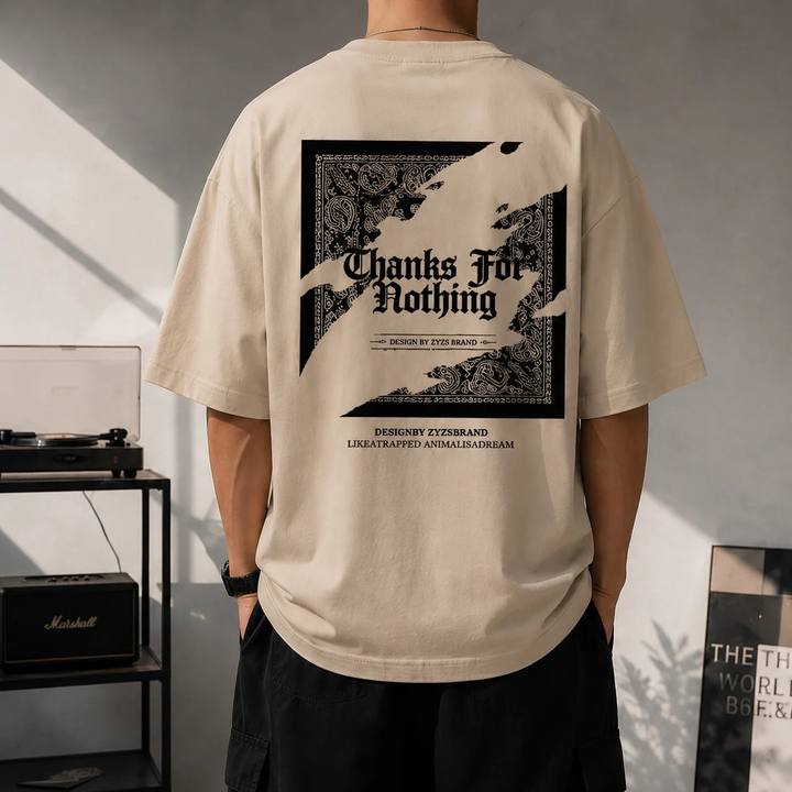 ILEERA®  Oversized Thanks For Nothing Back Print T-Shirt