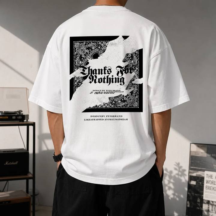 ILEERA®  Oversized Thanks For Nothing Back Print T-Shirt