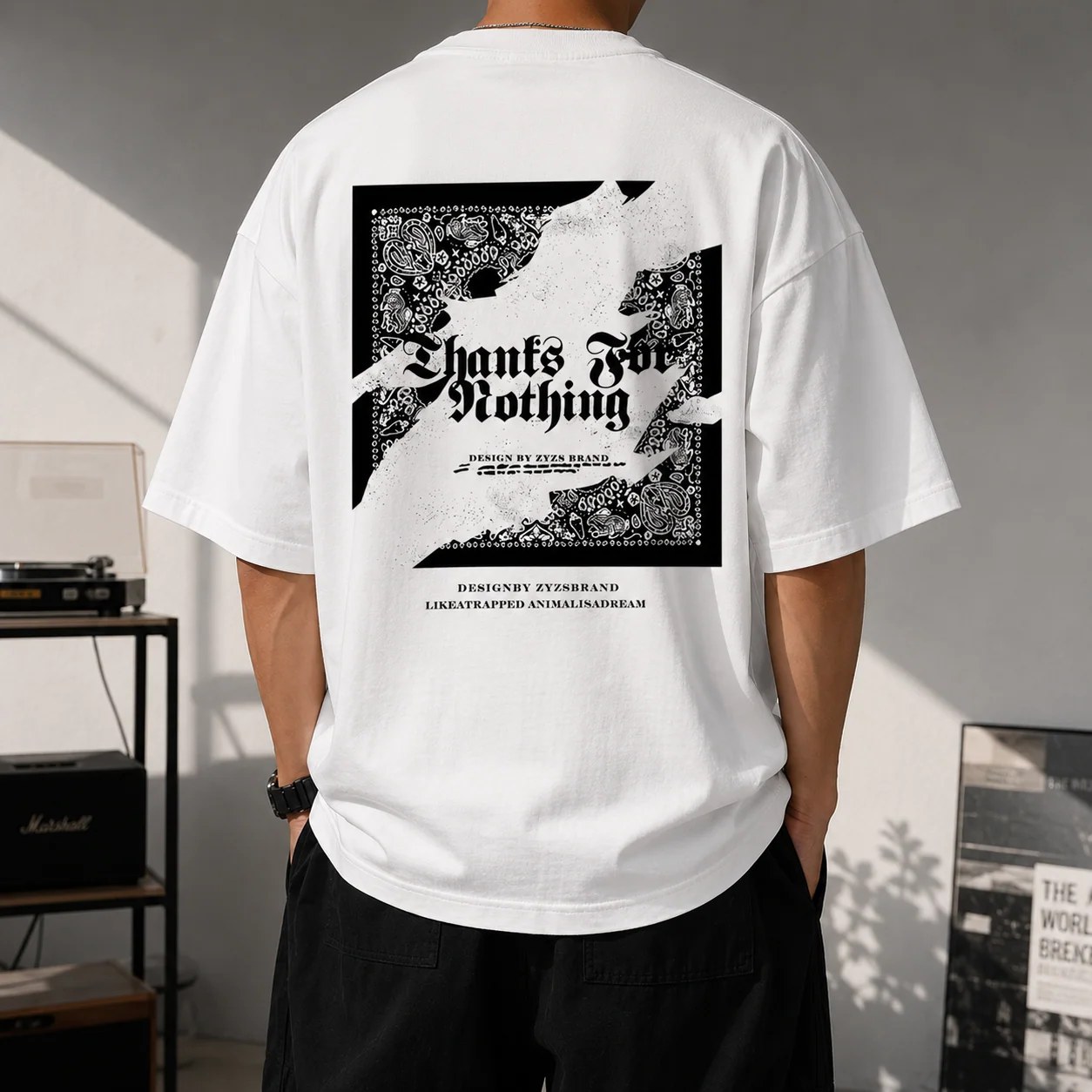 ILEERA®  Oversized Thanks For Nothing Back Print T-Shirt