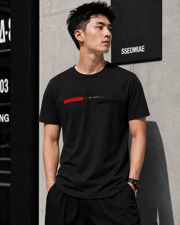 ILEERA® Premium Cotton Regular Fit Freedom Minimal Print T-Shirt