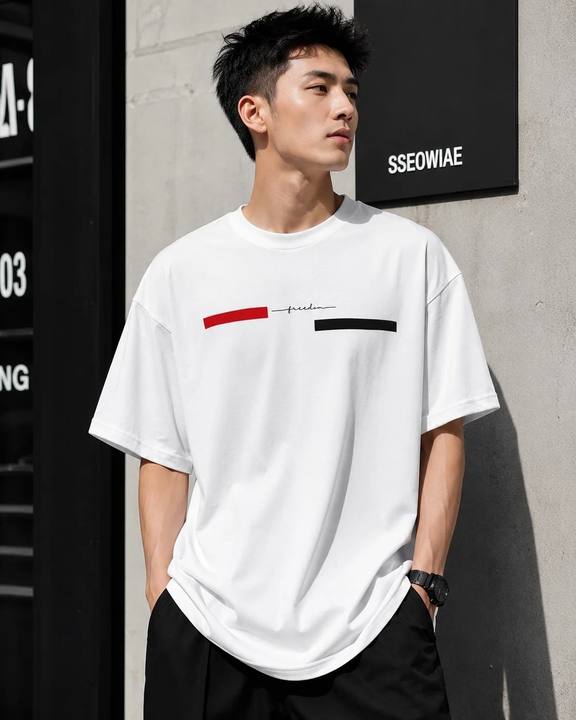 ILEERA® Premium Cotton Oversized Freedom Minimal Print T-Shirt