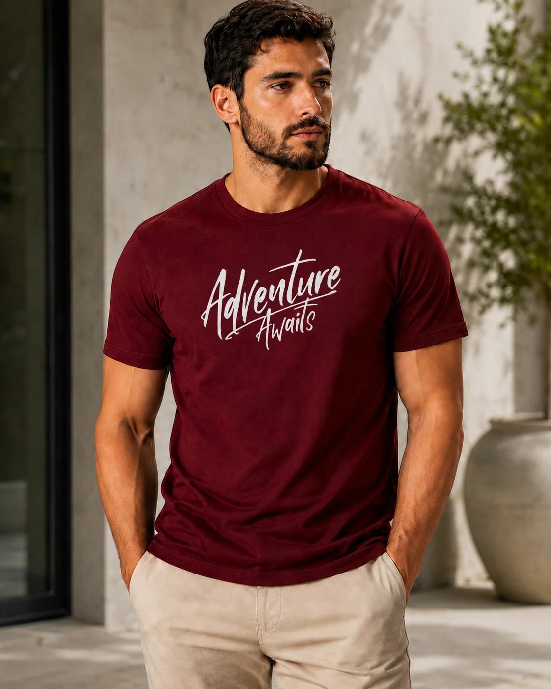 تيشيرت Regular Fit قطن 100% بطبعة Adventure Awaits ستايل مغامرات بإطلالة حرة وعصرية