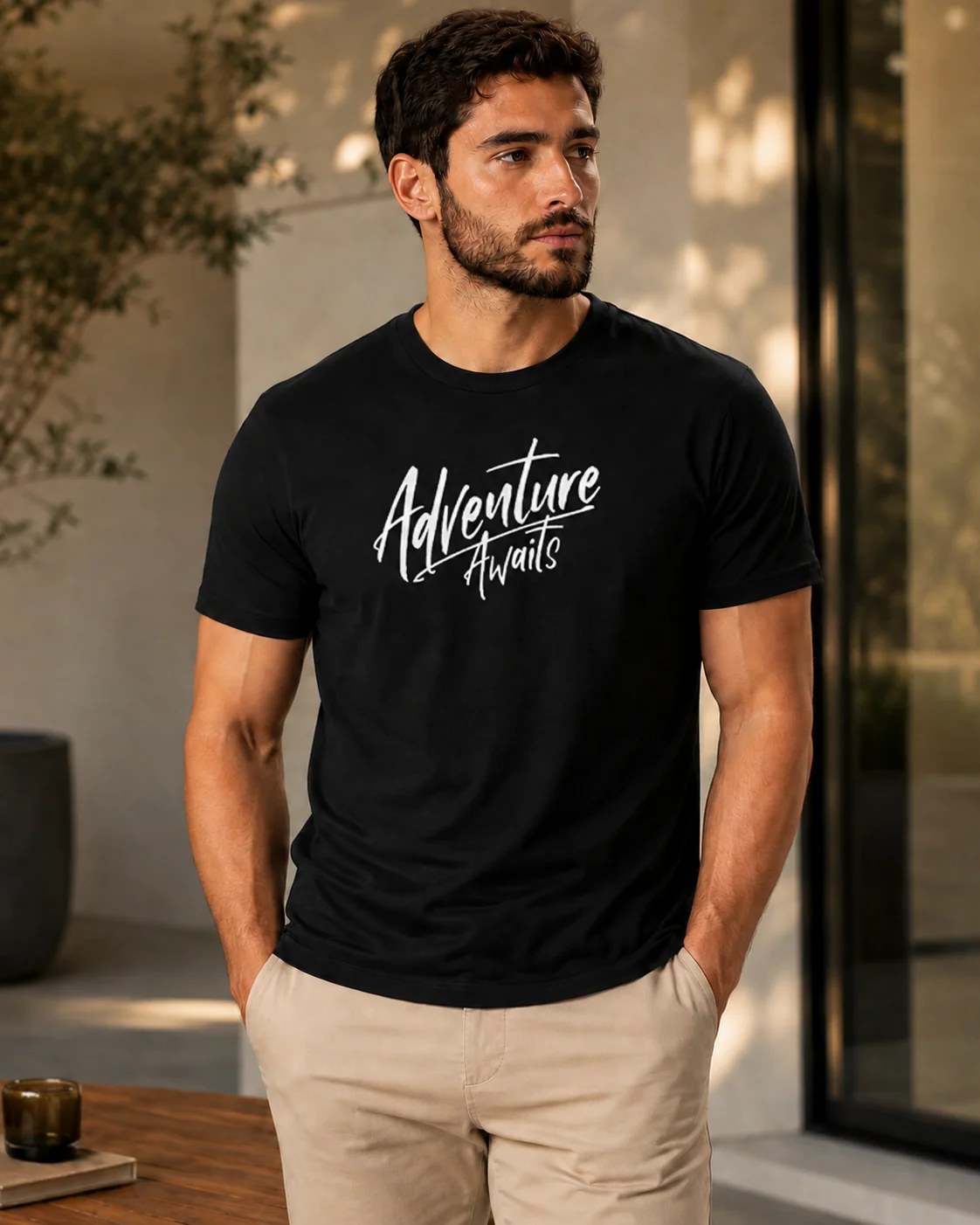 تيشيرت Regular Fit قطن 100% بطبعة Adventure Awaits ستايل مغامرات بإطلالة حرة وعصرية
