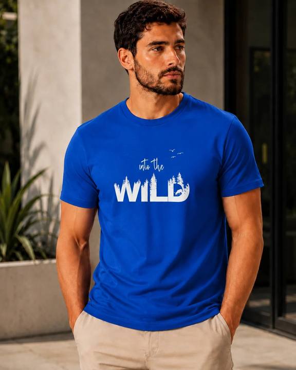 ILEERA® Premium Cotton Regular Fit Into The Wild Print T-Shirt