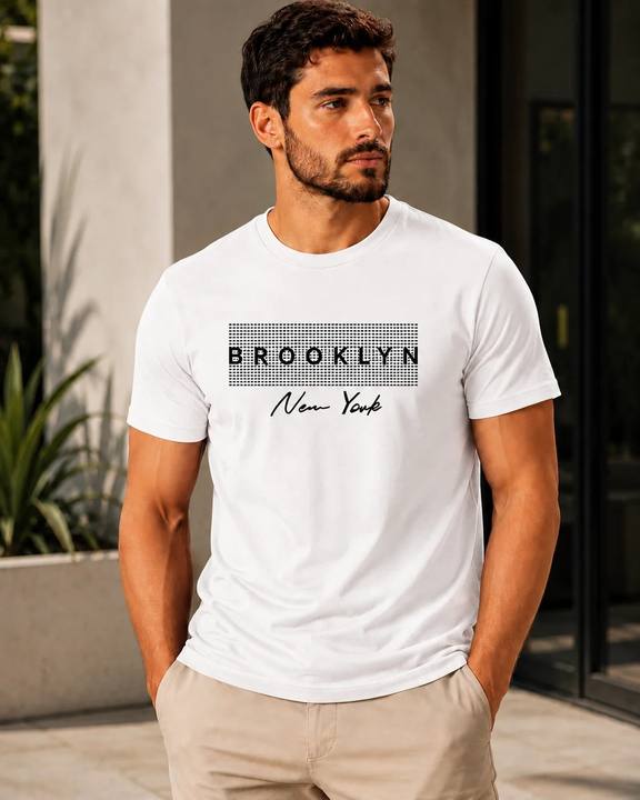 ILEERA® Premium Cotton Regular Fit Brooklyn New York Print T-Shirt