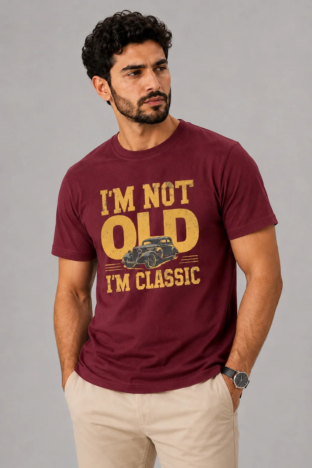 ILEERA® Premium Cotton Regular Fit I’m Not Old I’m Classic Front Print T-Shirt