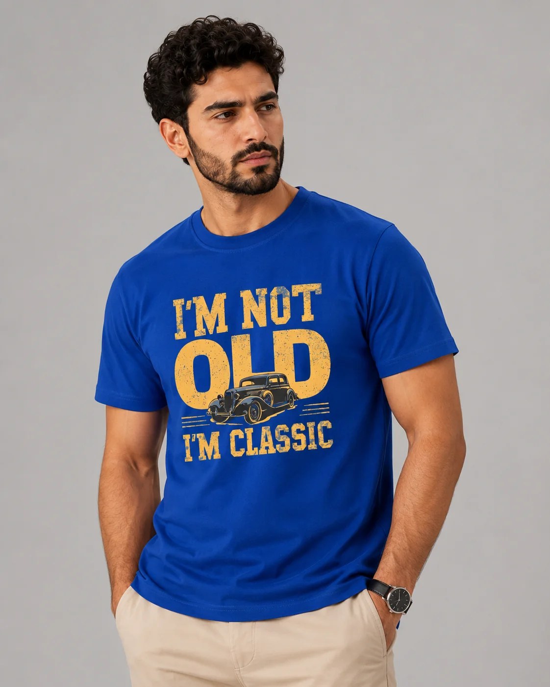 ILEERA® Premium Cotton Regular Fit I’m Not Old I’m Classic Front Print T-Shirt