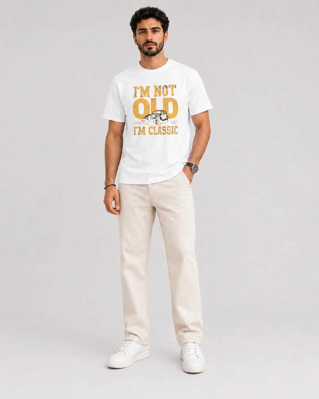 ILEERA® Premium Cotton Regular Fit I’m Not Old I’m Classic Front Print T-Shirt