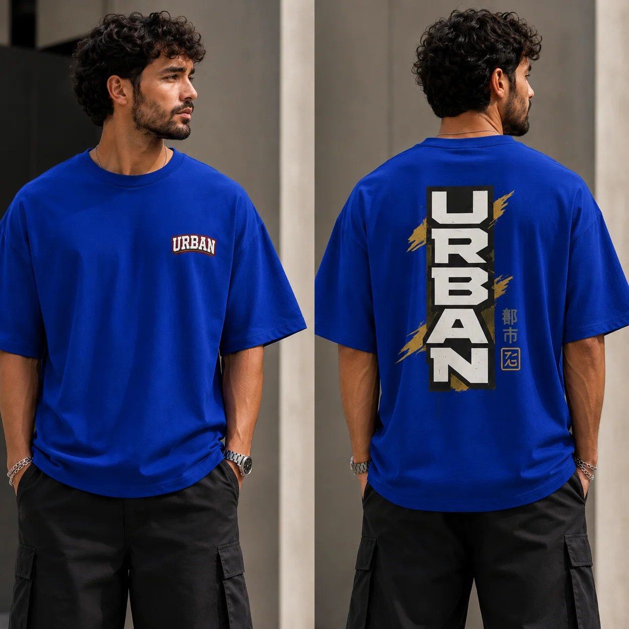 ILEERA® Premium Cotton Oversized Urban Back Print T-Shirt