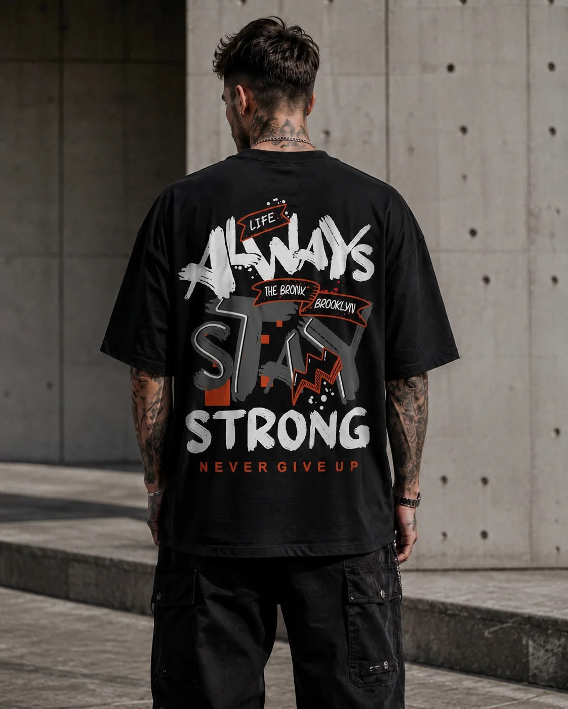 ILEERA® Premium Cotton Oversized Always Stay Strong T-Shirt