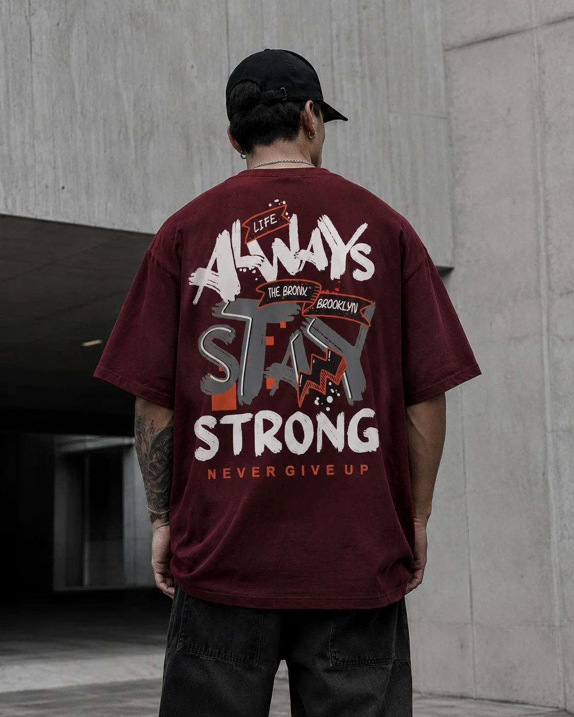ILEERA® Premium Cotton Oversized Always Stay Strong T-Shirt