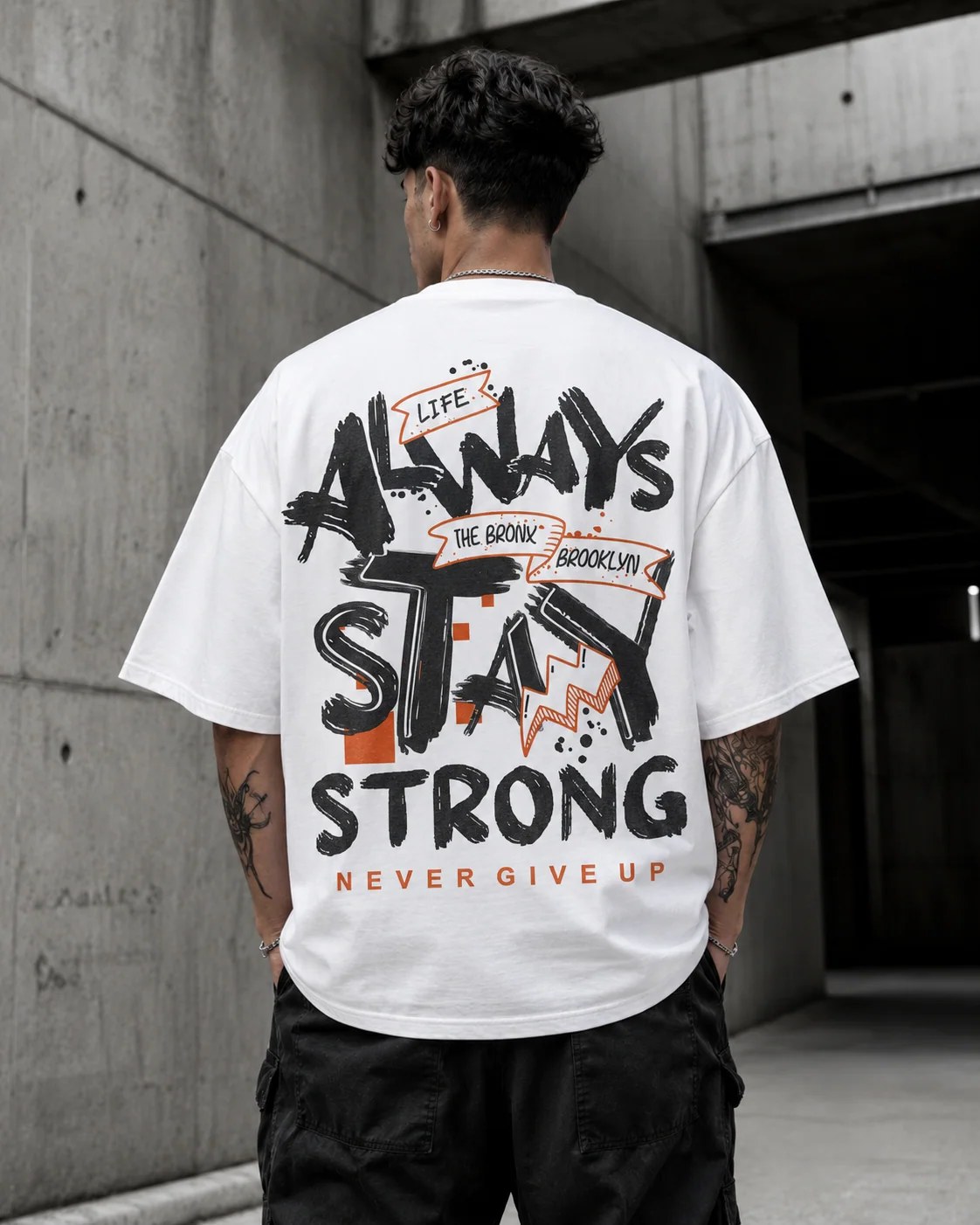 ILEERA® Premium Cotton Oversized Always Stay Strong T-Shirt