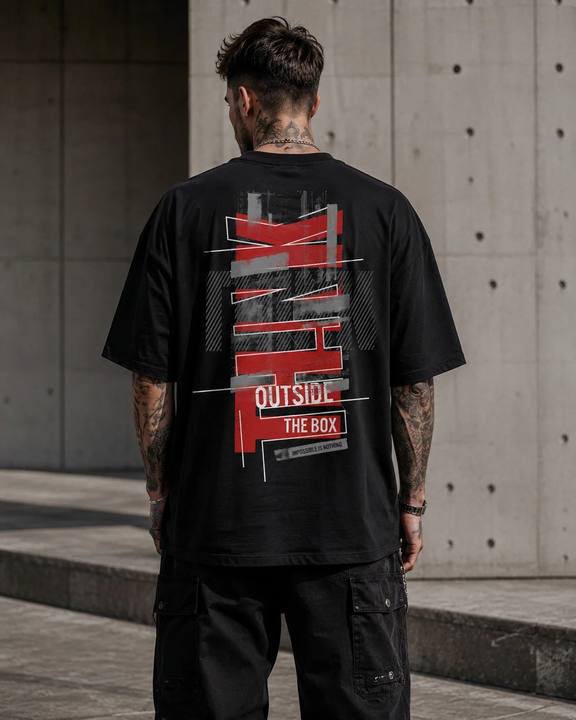 ILEERA® Premium Cotton Oversized Think Outside The Box T-Shirt