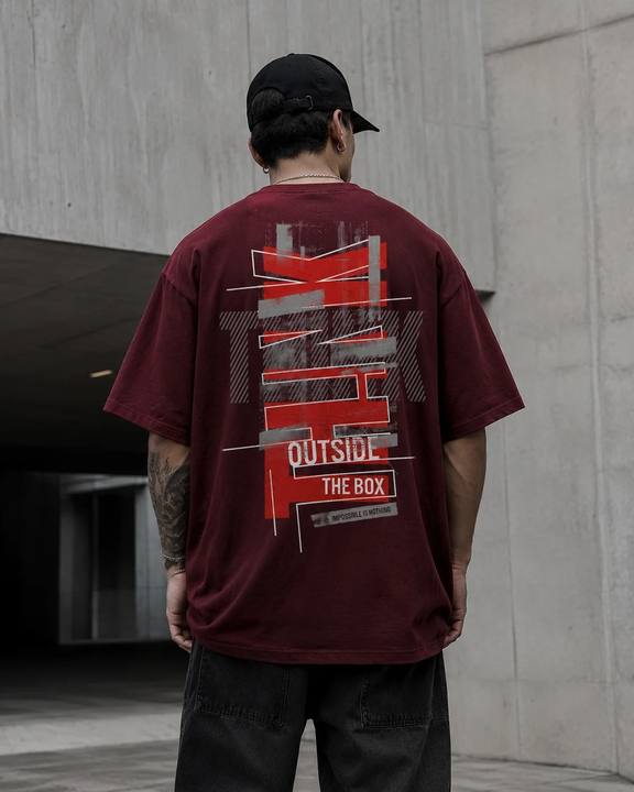 ILEERA® Premium Cotton Oversized Think Outside The Box T-Shirt