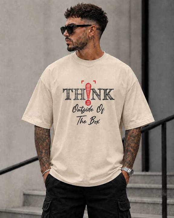 ILEERA® Premium Cotton Oversized Think Outside The Box T-Shirt