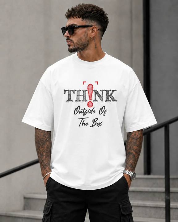 ILEERA® Premium Cotton Oversized Think Outside The Box T-Shirt