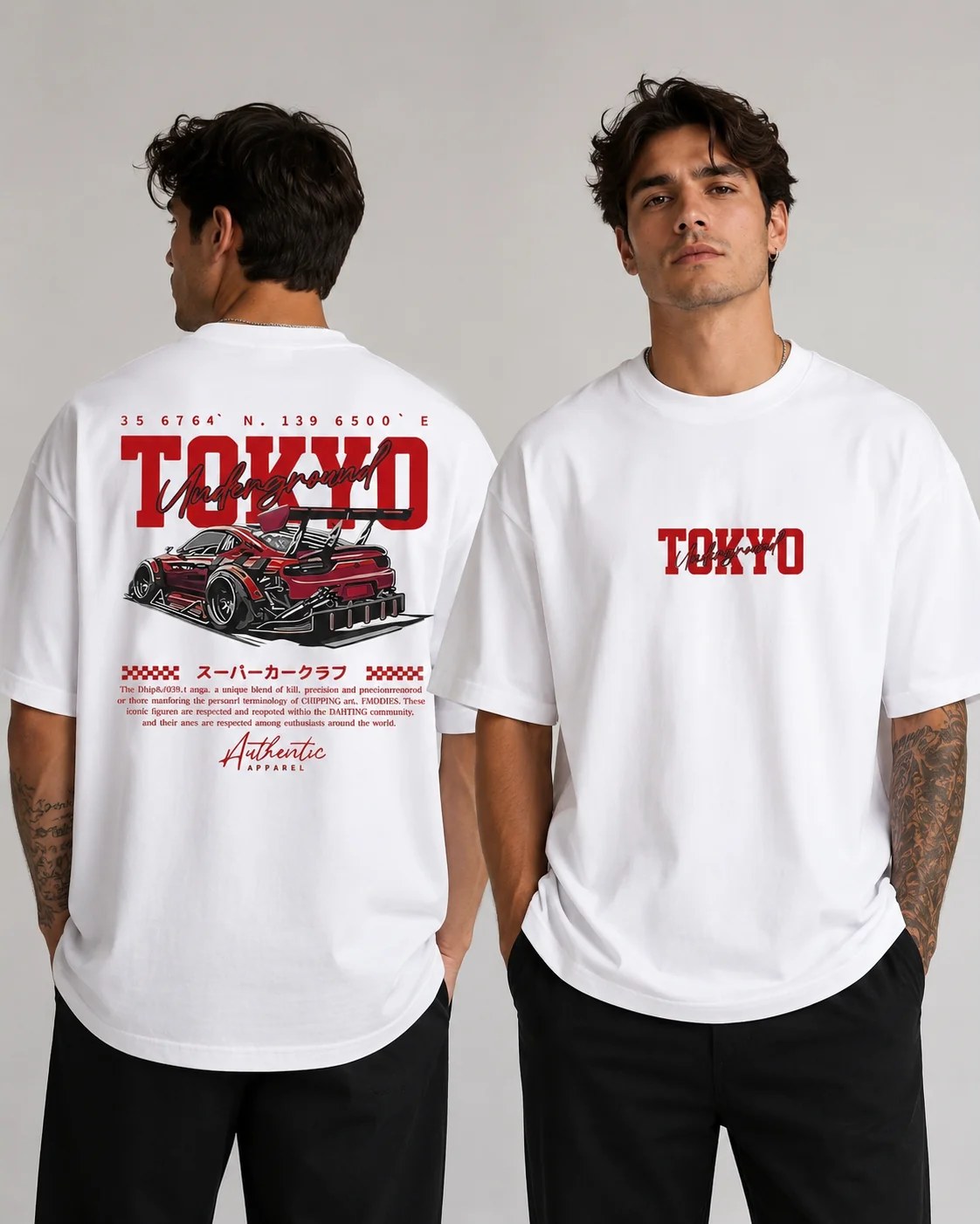 تيشيرت أوفر سايز قطن 100% بطبعة Tokyo Underground ستايل ستريت وير ياباني عصري