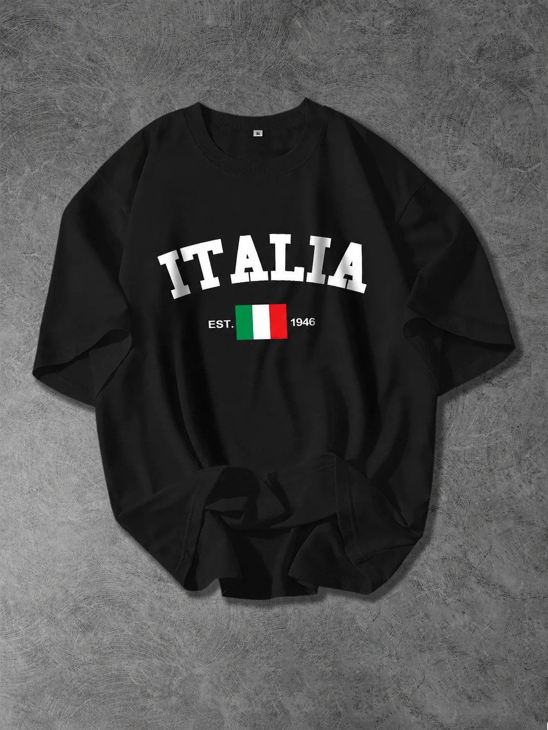 تيشيرت أوفر سايز قطن 100% بطبعة Italia ستايل كاجوال
