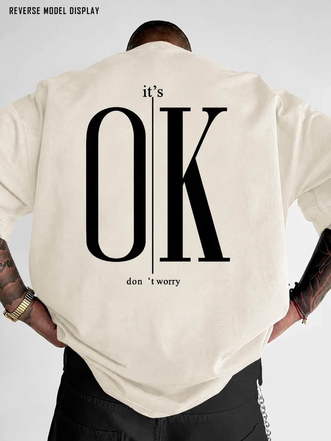 تيشيرت أوفر سايز قطن 100% بطبعة It’s OK ستايل مريح بإطلالة هادئة وعصرية