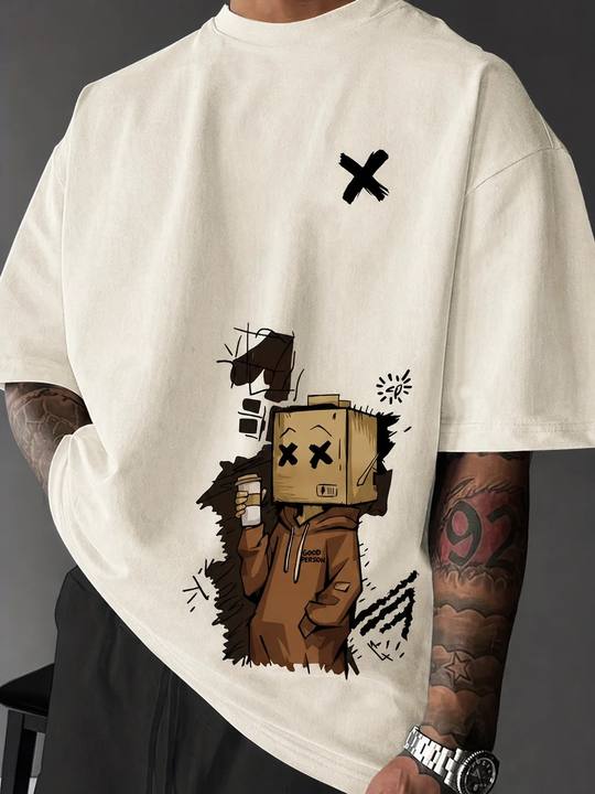 ILEERA® Premium Cotton Oversized Urban Sketch T-Shirt