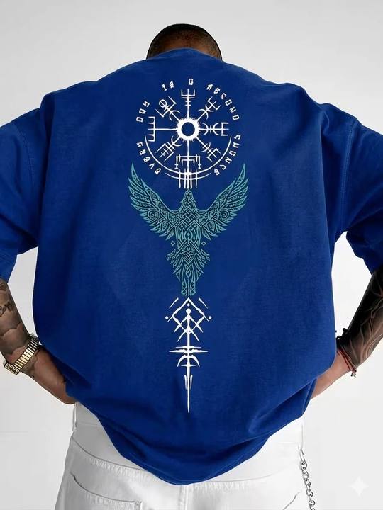 ILEERA® Premium Cotton Oversized Raven Symbol T-Shirt