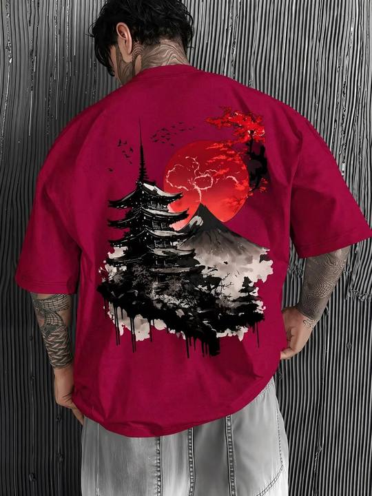 ILEERA® Premium Cotton Oversized Samurai Art T-Shirt