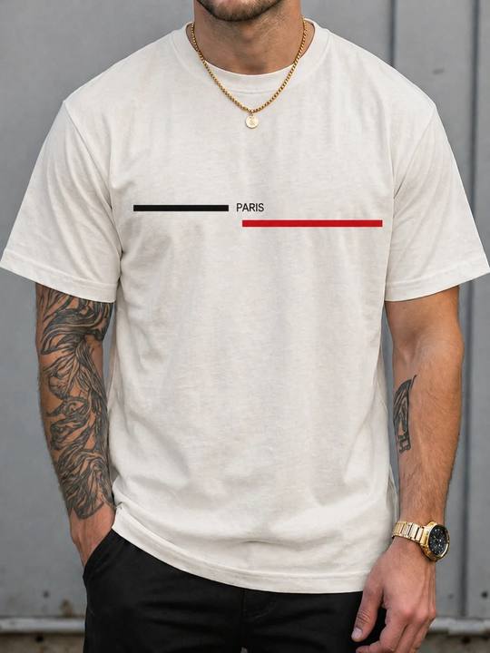 ILEERA® Premium Cotton Paris Graphic Cotton Casual T-Shirt