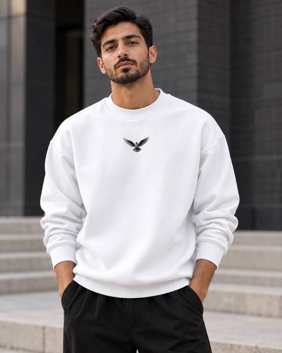 ILEERA® Premium Cotton Holy Spirit Dove Front & Back Print Crewneck Sweatshirt