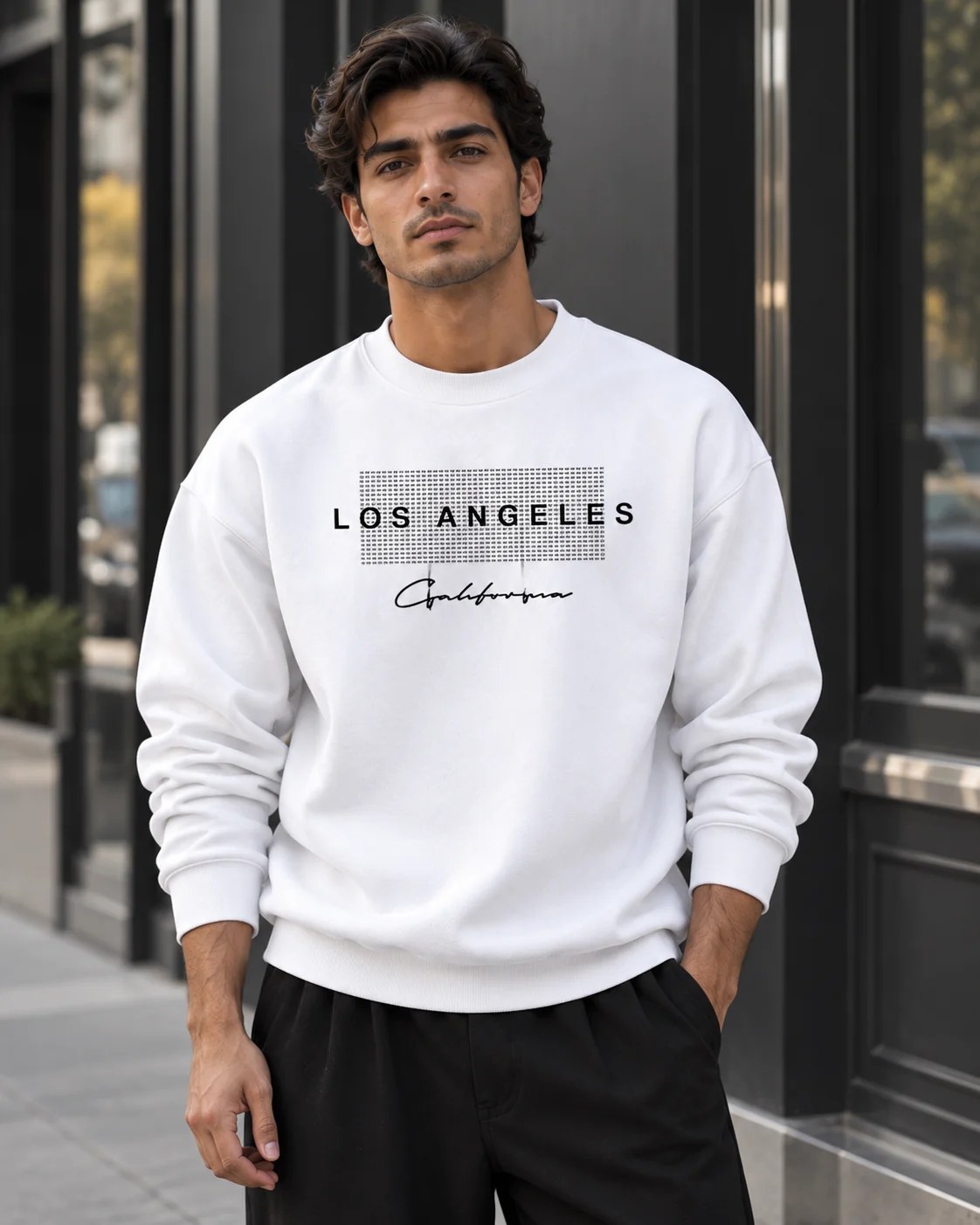 ILEERA® Premium Cotton Los Angeles California Graphic Crewneck Sweatshirt