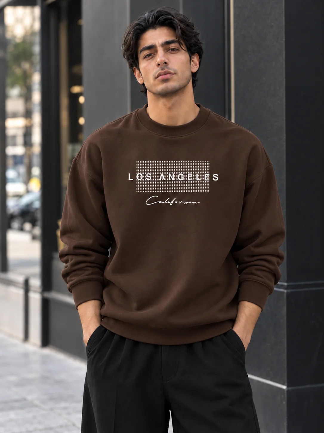 ILEERA® Premium Cotton Los Angeles California Graphic Crewneck Sweatshirt
