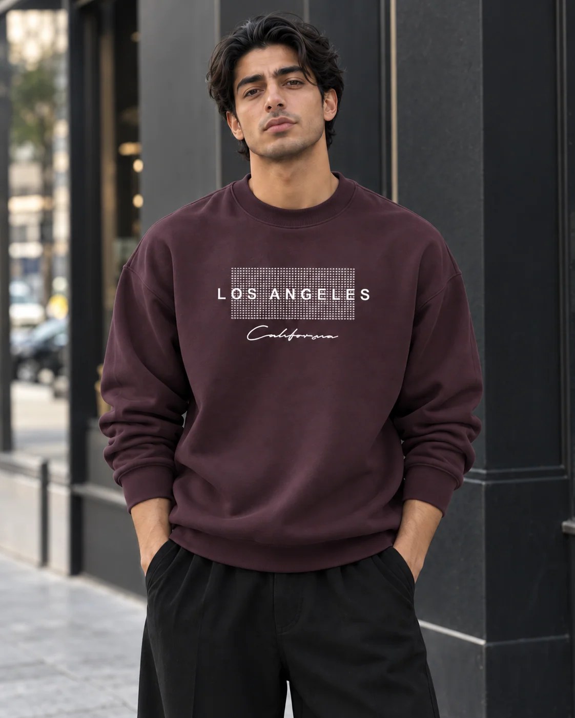 ILEERA® Premium Cotton Los Angeles California Graphic Crewneck Sweatshirt