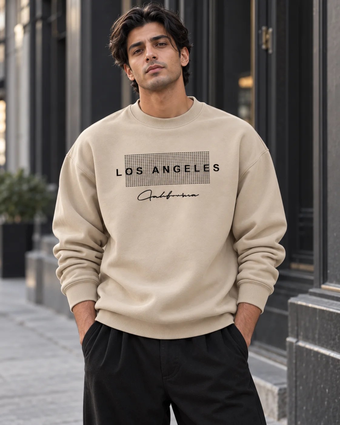 ILEERA® Premium Cotton Los Angeles California Graphic Crewneck Sweatshirt