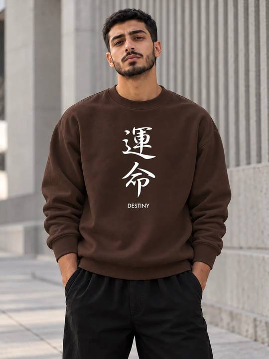ILEERA® Premium Cotton Destiny Calligraphy Crewneck Sweatshirt