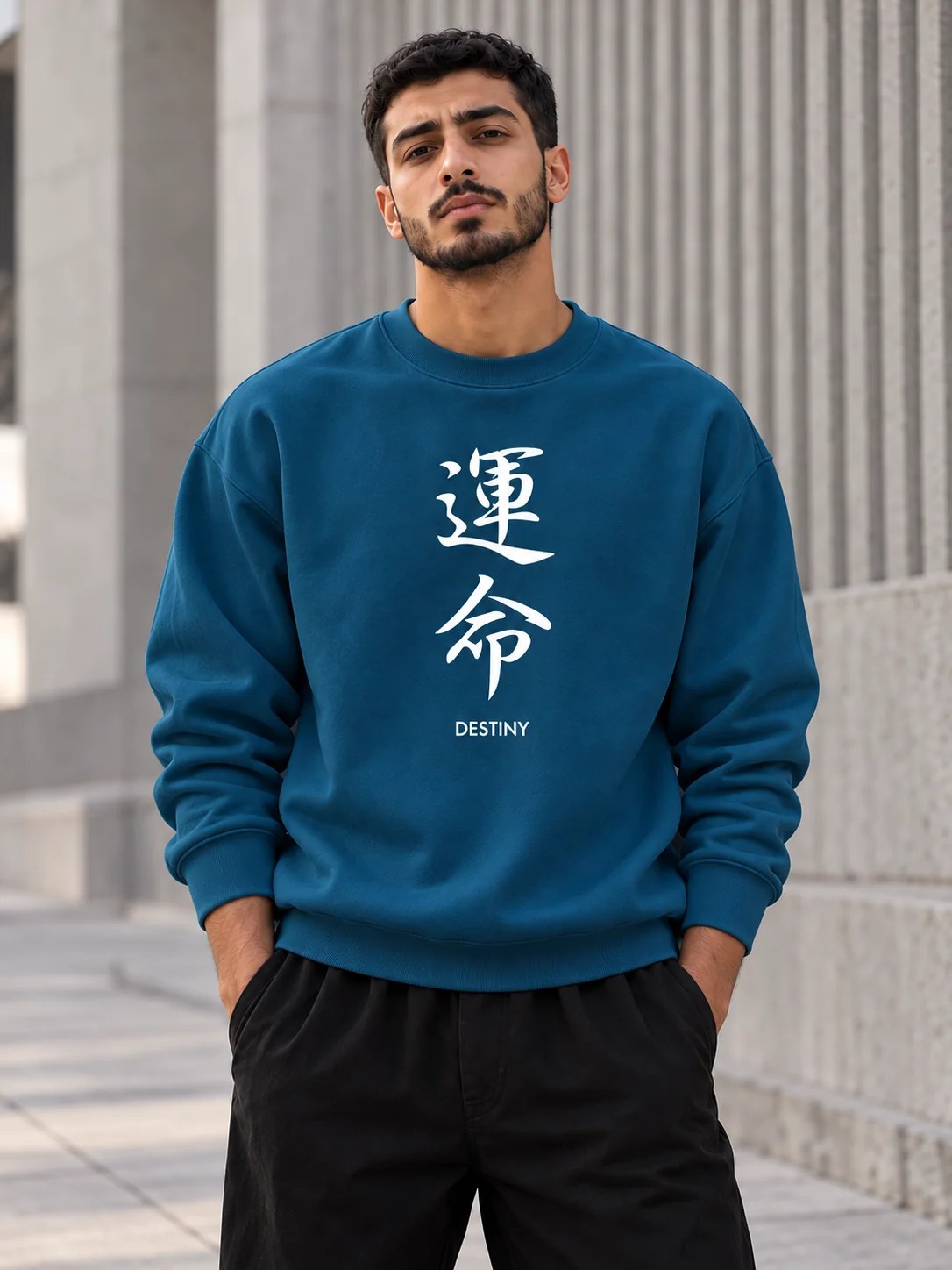 ILEERA® Premium Cotton Destiny Calligraphy Crewneck Sweatshirt