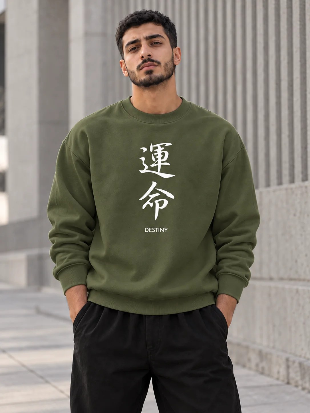 ILEERA® Premium Cotton Destiny Calligraphy Crewneck Sweatshirt