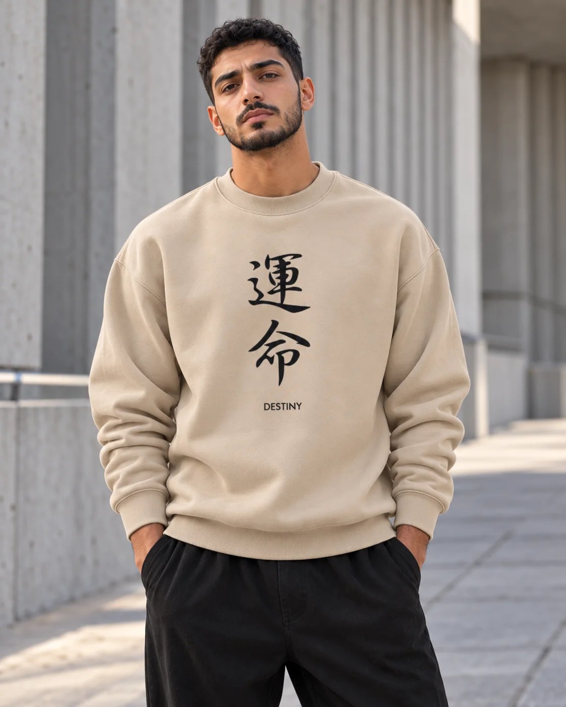 ILEERA® Premium Cotton Destiny Calligraphy Crewneck Sweatshirt