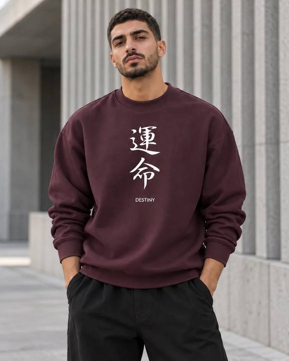 ILEERA® Premium Cotton Destiny Calligraphy Crewneck Sweatshirt