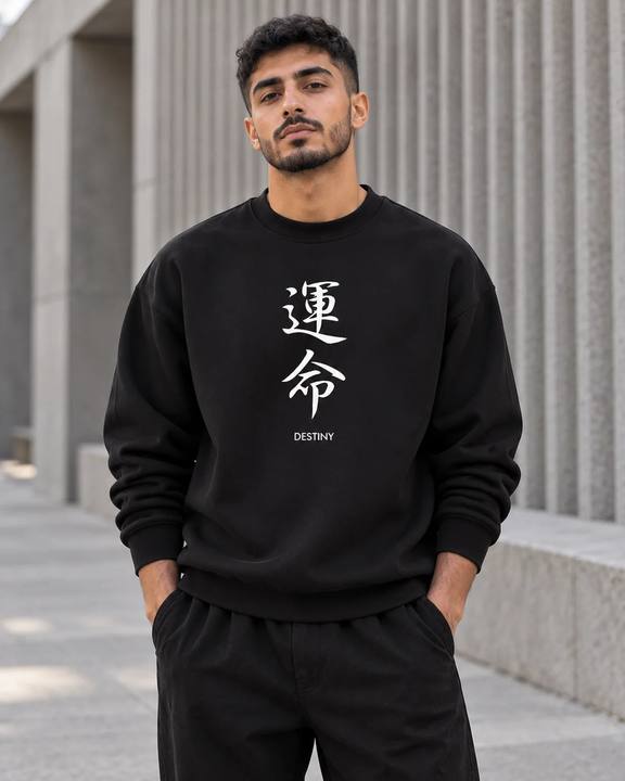 ILEERA® Premium Cotton Destiny Calligraphy Crewneck Sweatshirt