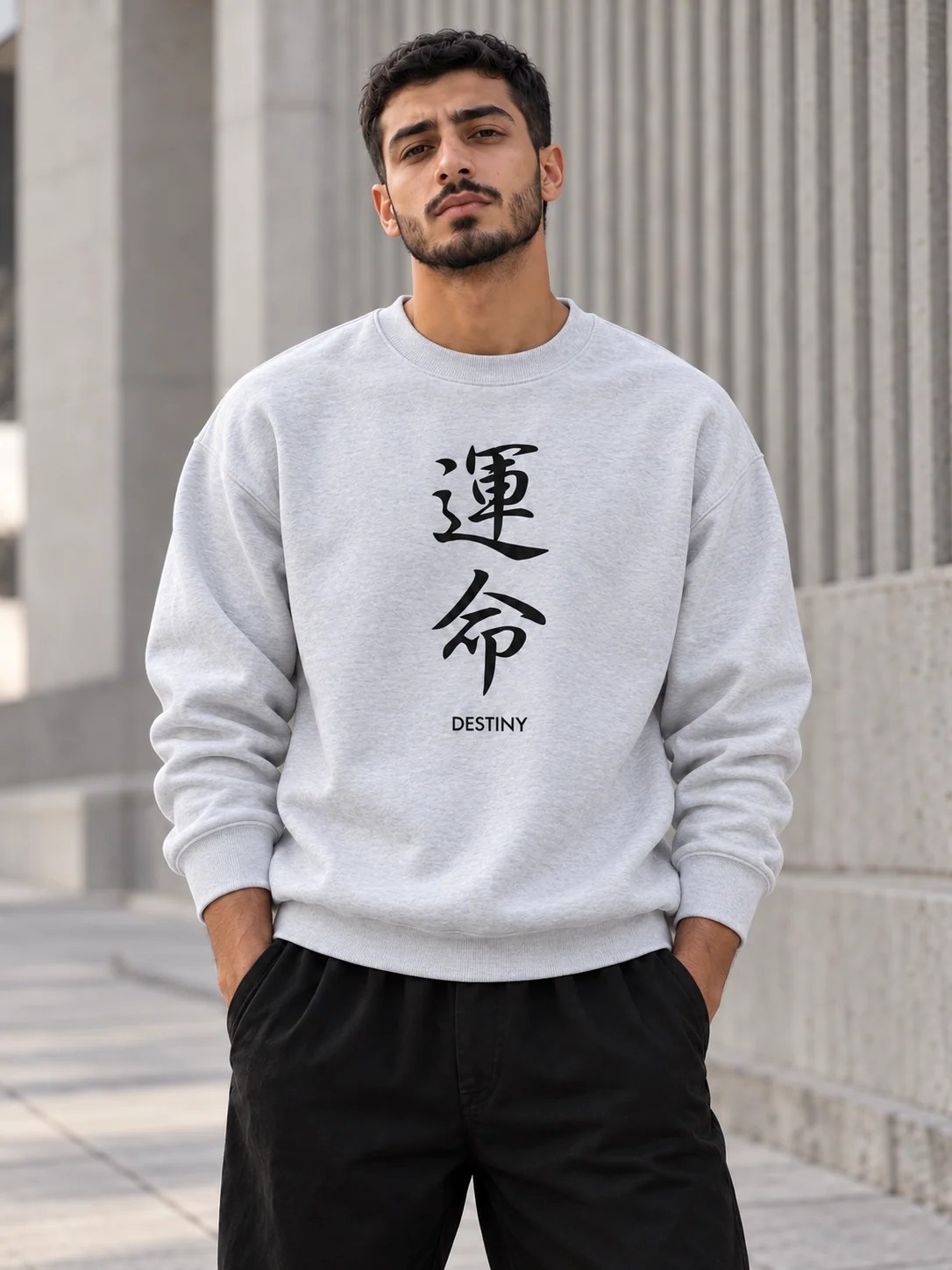 ILEERA® Premium Cotton Destiny Calligraphy Crewneck Sweatshirt