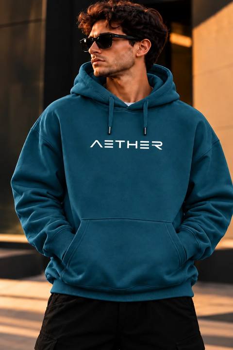 ILEERA® Premium Cotton Aether Minimal Chest Print Hoodie