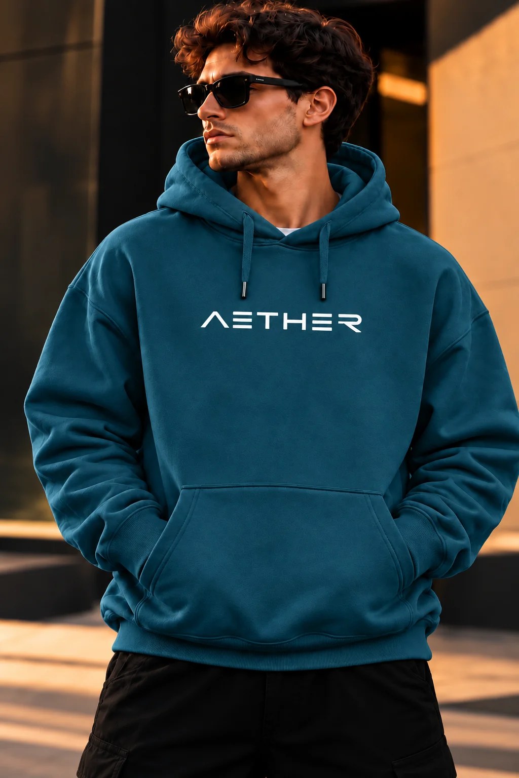 ILEERA® Premium Cotton Aether Minimal Chest Print Hoodie
