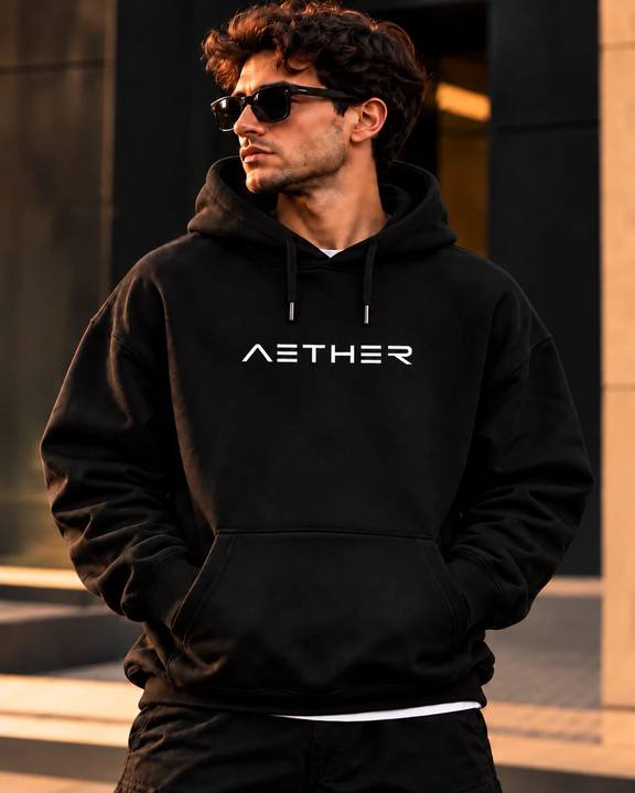 ILEERA® Premium Cotton Aether Minimal Chest Print Hoodie