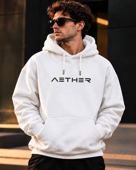 ILEERA® Premium Cotton Aether Minimal Chest Print Hoodie