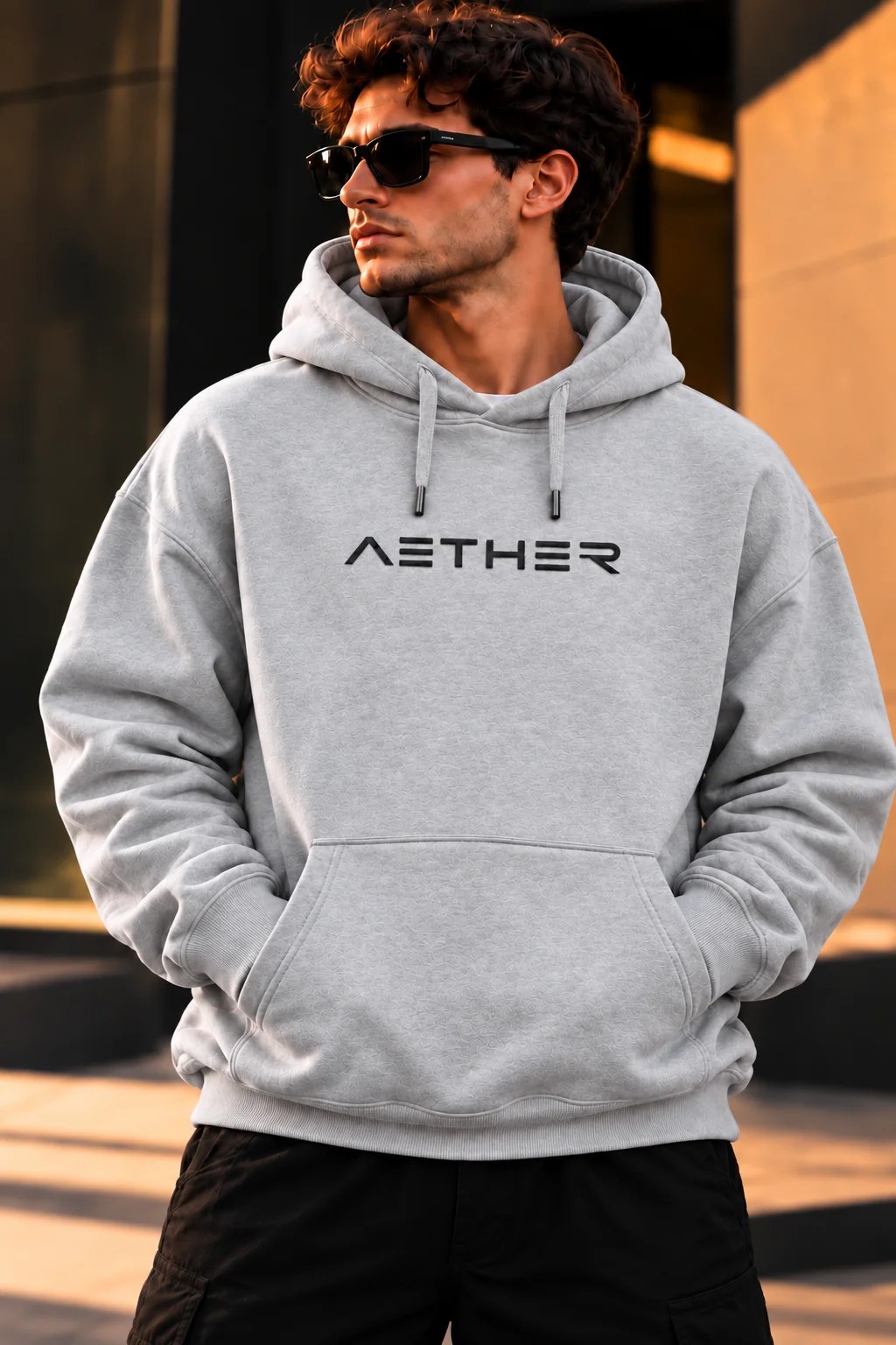 ILEERA® Premium Cotton Aether Minimal Chest Print Hoodie