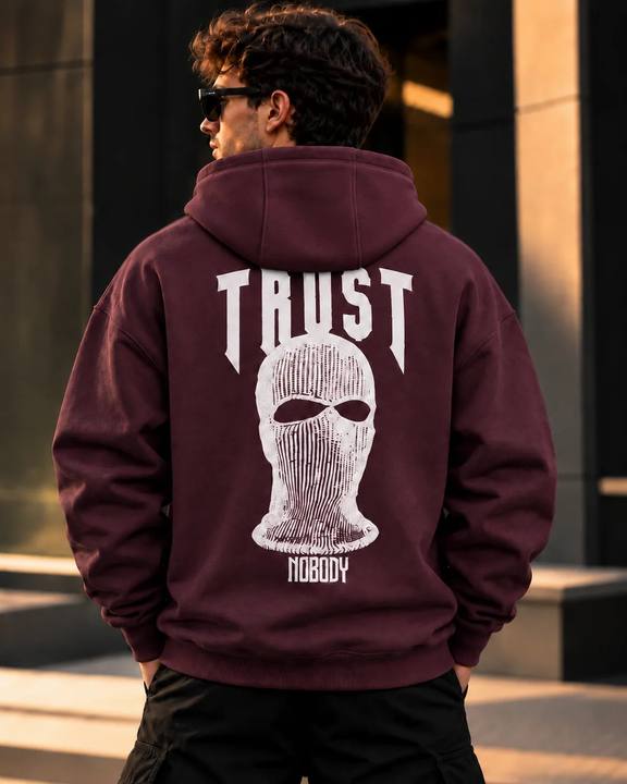 ILEERA® Premium Cotton Trust Nobody Back Print Hoodie
