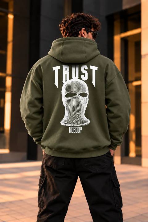 ILEERA® Premium Cotton Trust Nobody Back Print Hoodie